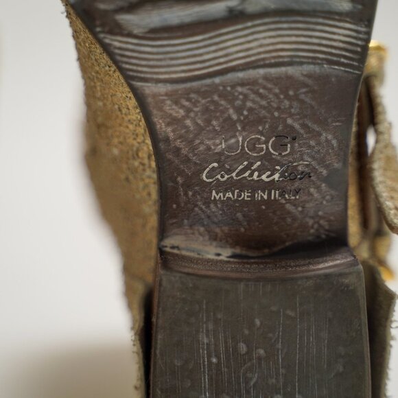 NWOT UGG Collection Made In Italy Rare "Aria" Gold Leather Ankle Boots - Picture 6 of 9